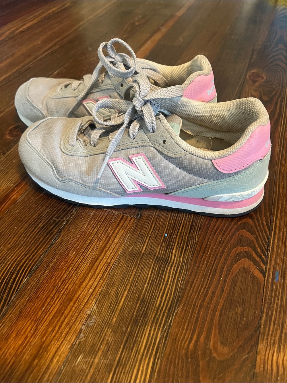 New Balance Kids Gray and Pink Casual Sneakers